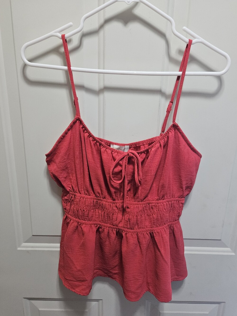 Monteau Los Angeles Smocked Tie Front Cami Tank Top